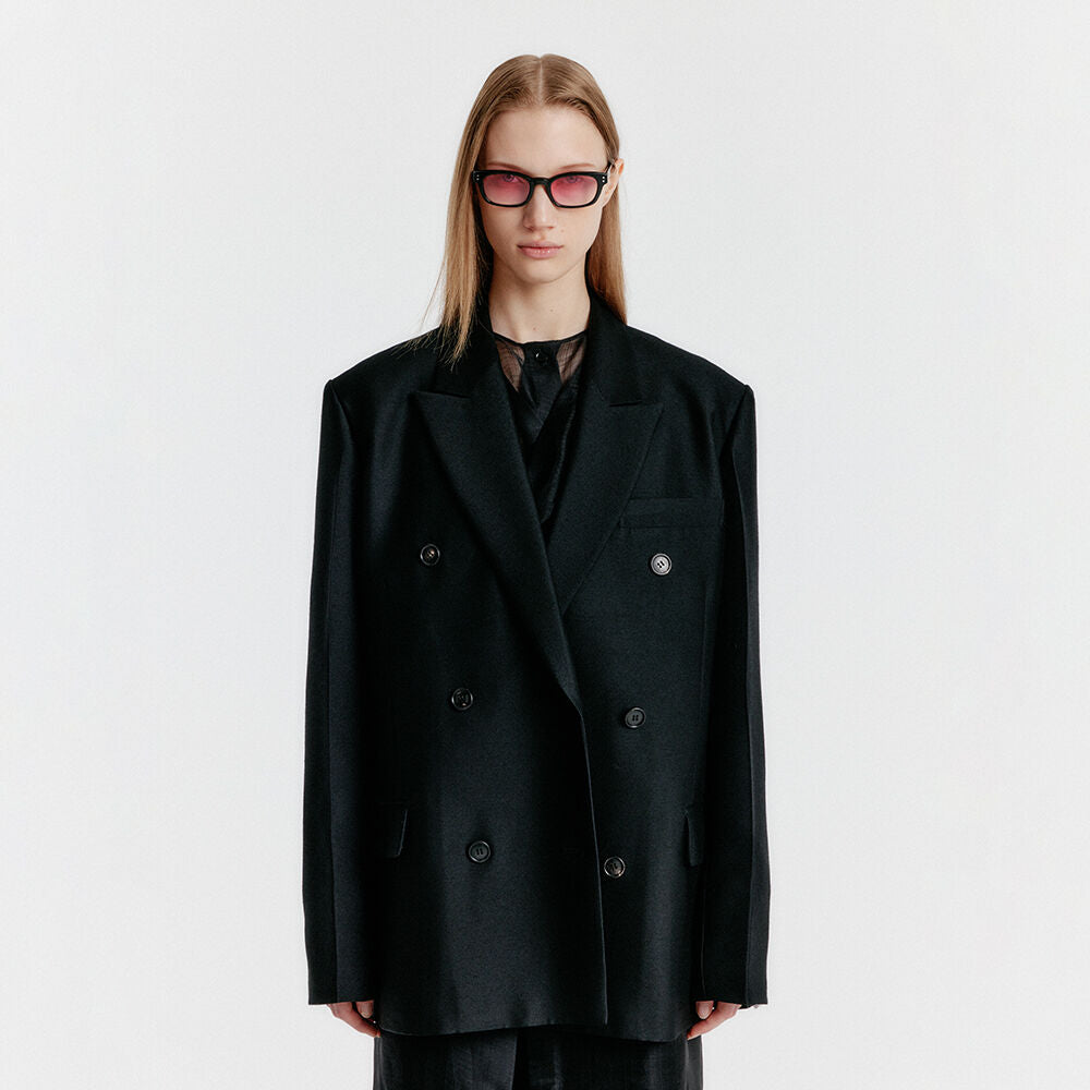 EENK YENNY Oversized Double-breasted Jacket - Black