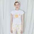 SINOON Flower Cap Sleeve T-Shirt (Yellow)