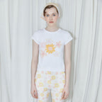 SINOON Flower Cap Sleeve T-Shirt (Yellow)