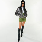 YCH ZIP-FRONT BOMBER JACKET SILVER (F23OT006SV)