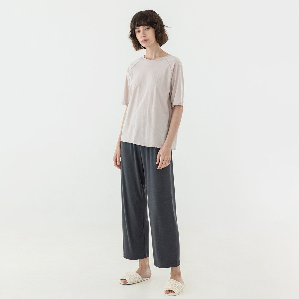 KOZNOK Maria Nagrang Layered Cotton Summer Women's Short Sleeve T-Shirt Inner Tee Indie Pink