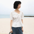 DEHEVE Unbalanced Twist Blouse [Ivory]