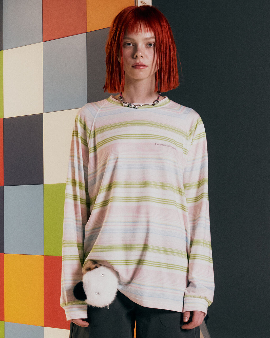 THEMUSEUMVISITOR MULTI STRIPE SUMMER LONG SLEEVE (PINK)