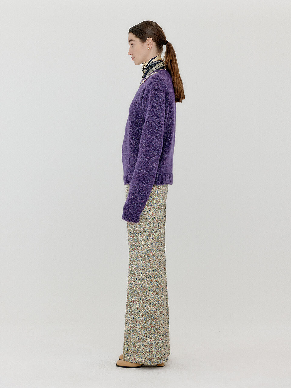 EENK EENK VACKLYN Pearl Trim Knit Pullover - Purple