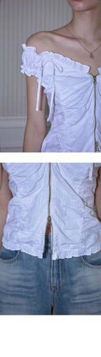 RoséFrantz Two-way Frill Ribbon Sleeveless [White]