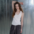 FRIVER07 U-neck label point sleeveless top [FRSP07SL02]_White