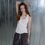 FRIVER07 U-neck label point sleeveless top [FRSP07SL02]_White