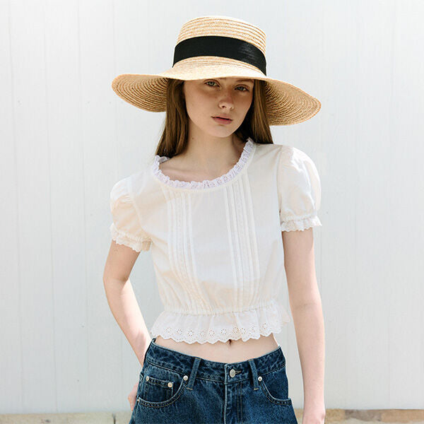 rolarola CROP LACE BLOUSE WHITE