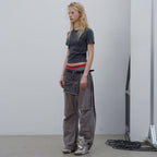 LCDC TM DOUBLE LAYER V-NECK TOP (DARK GREY)