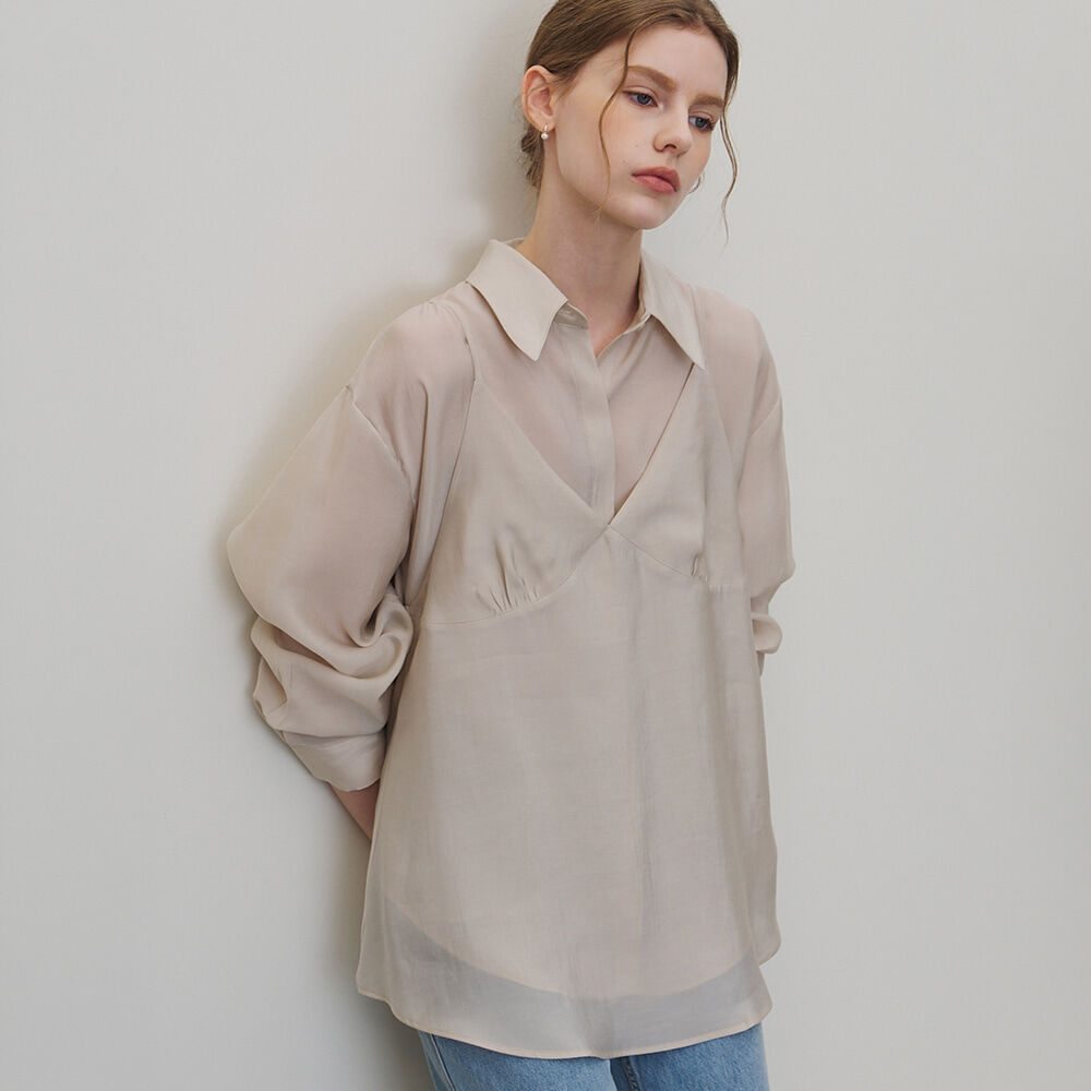 MOMET Camille blouse bustier SET ash beige