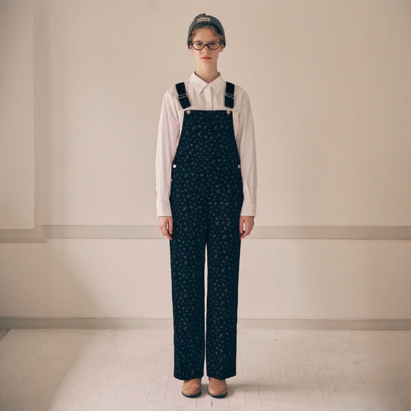 rolarola rolarola Flower Corduroy Overall Pants Black