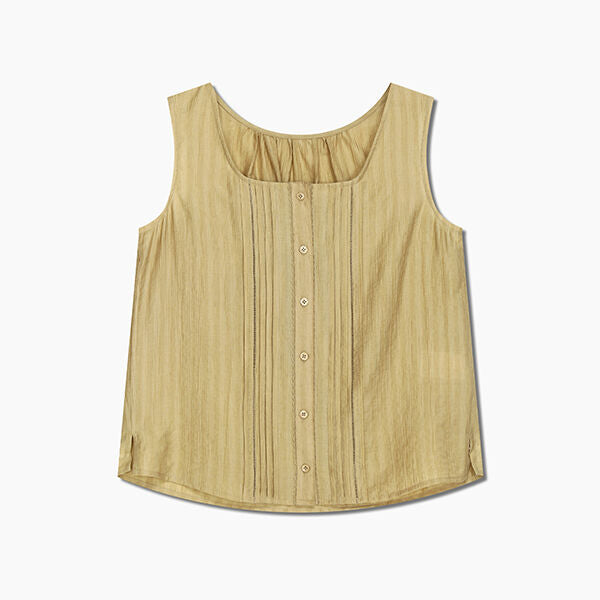 LIST Sheer pin tuck button sleeveless blouse_TWWBLQ62220