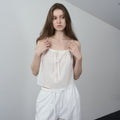 Fromwhere Crop Tie Top O/White