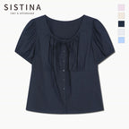 SISTINA Ribbon puff round neck blouse_AWWBLQ21070