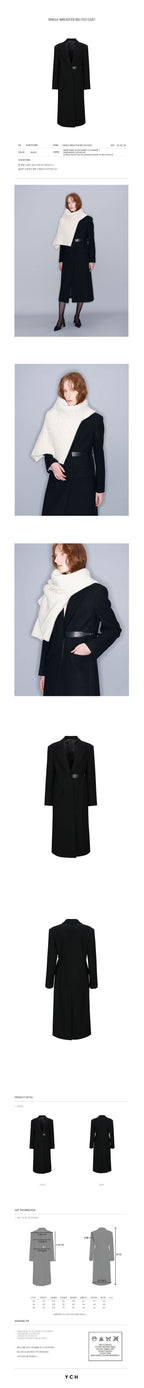 YCH SINGLE-BREASTED BELTED COAT BLACK (W23OT018BK)