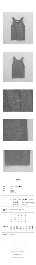 rolarola NUBASIC BUTTON SLEEVELESS GRAY