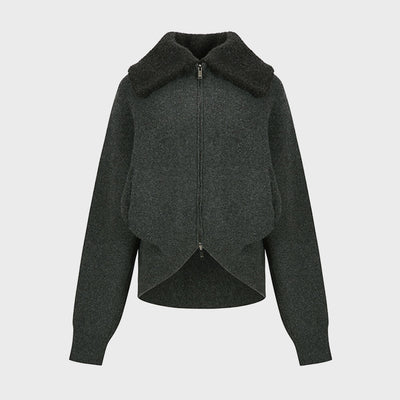 SAILOR FUR COLLAR ZIP-UP JACKET GREY (W24KT9051GY)