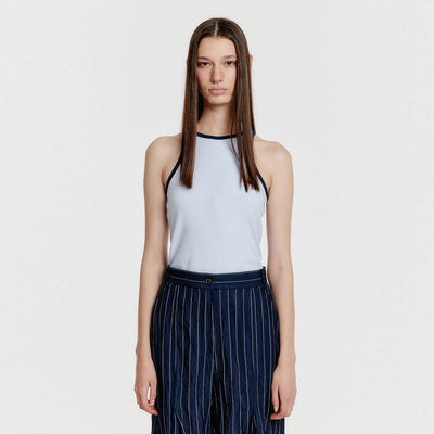 YOUE Contrast Halter Top - Sky Blue