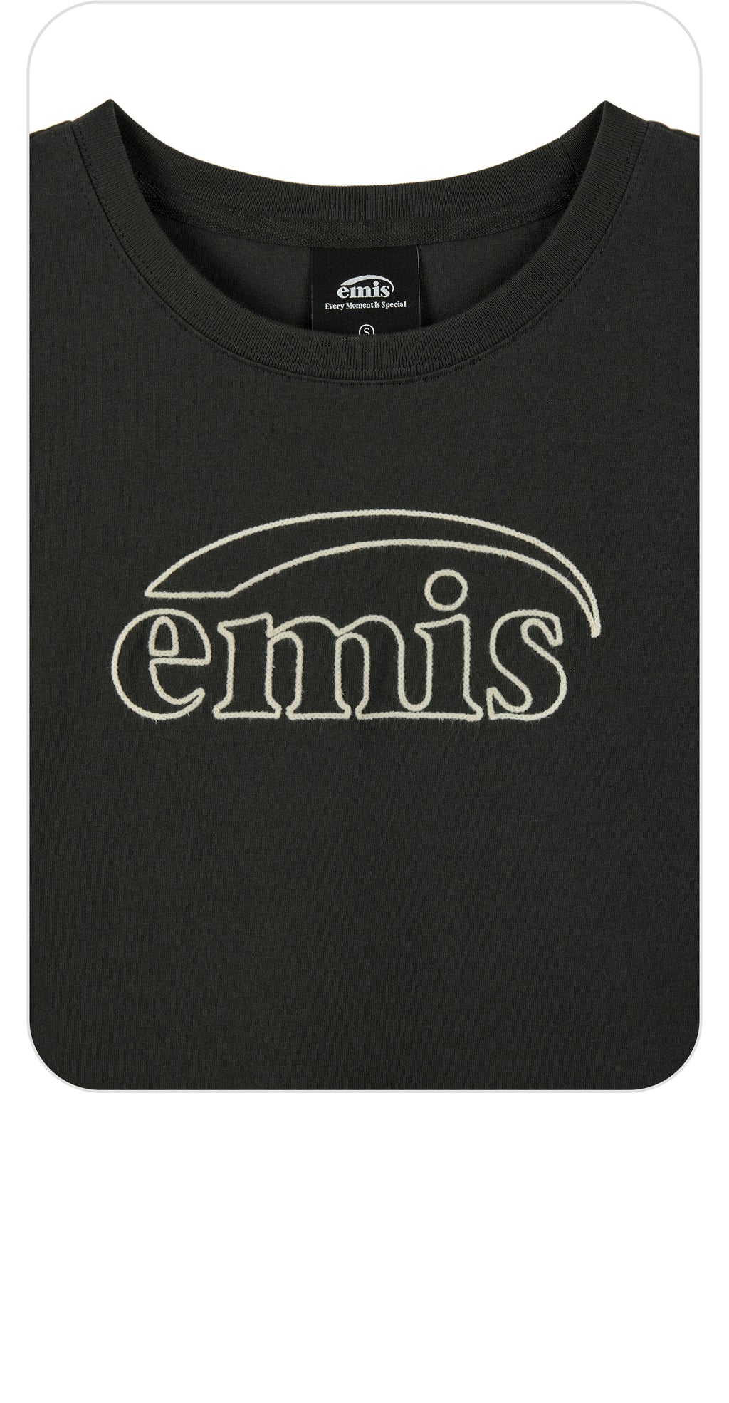 EMIS CHAIN STITCH T-SHIRT-CHARCOAL/CREAM