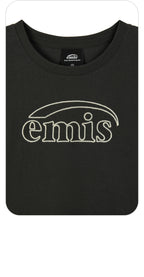 EMIS CHAIN STITCH T-SHIRT-CHARCOAL/CREAM