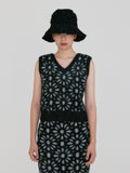 EENK ZITA Floral Knit Vest - Black