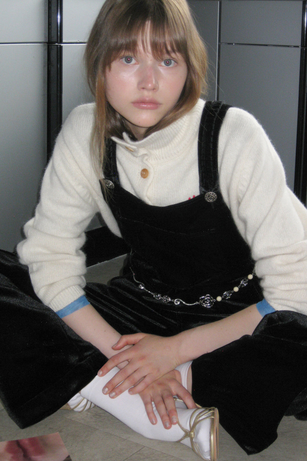 SINOON SINOON Vintage Rose Velvet Overall (Black)