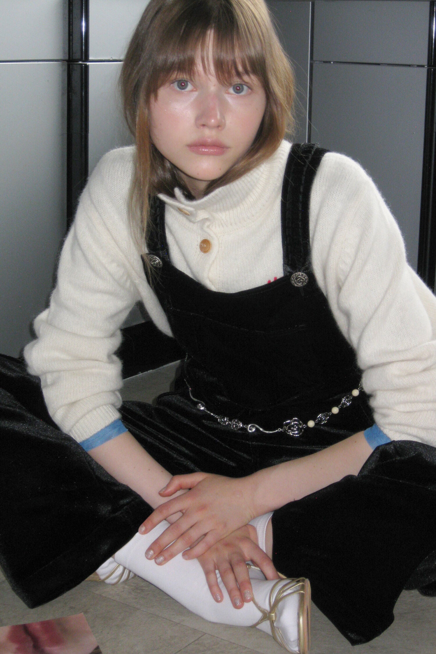 SINOON SINOON Vintage Rose Velvet Overall (Black)