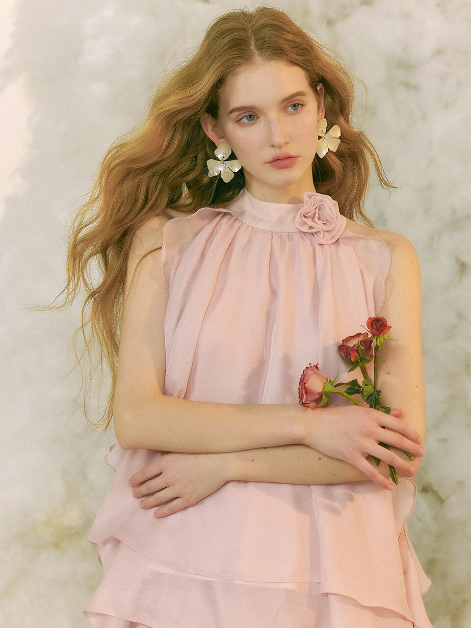 sincethen Peach pink halterneck blouse