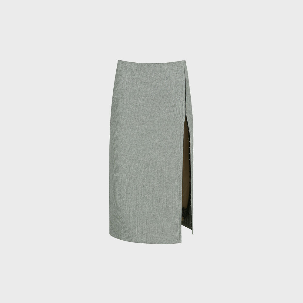 YCH SIDE-SLIT SKIRT GREY (F24SK5071GY)