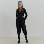FAKEMAMA WAIST SLIT  SOLID JUMPSUIT_BLACK