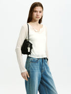 LOW CLASSIC HENRY NECK LONG SLEEVE T-SHIRT_IVORY_LC252TS03IV