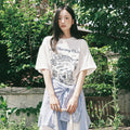 ROIROI Lazy Morning Cat Loose Fit Short Sleeve Tee - White