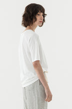 KOZNOK Maria Nagrang Layered Pure Cotton Summer Women's Short Sleeve T-Shirt Inner Tee Ivory