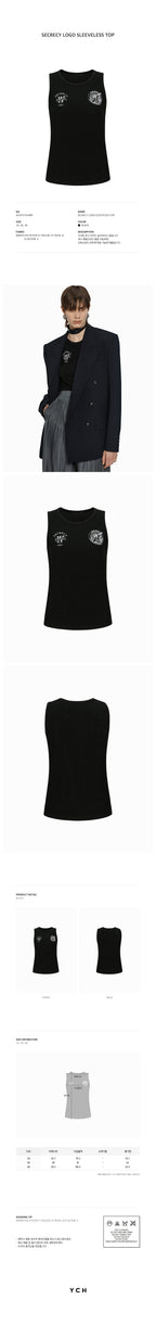 YCH SECRECY LOGO SLEEVELESS TOP BLACK (W24TS11041BK)