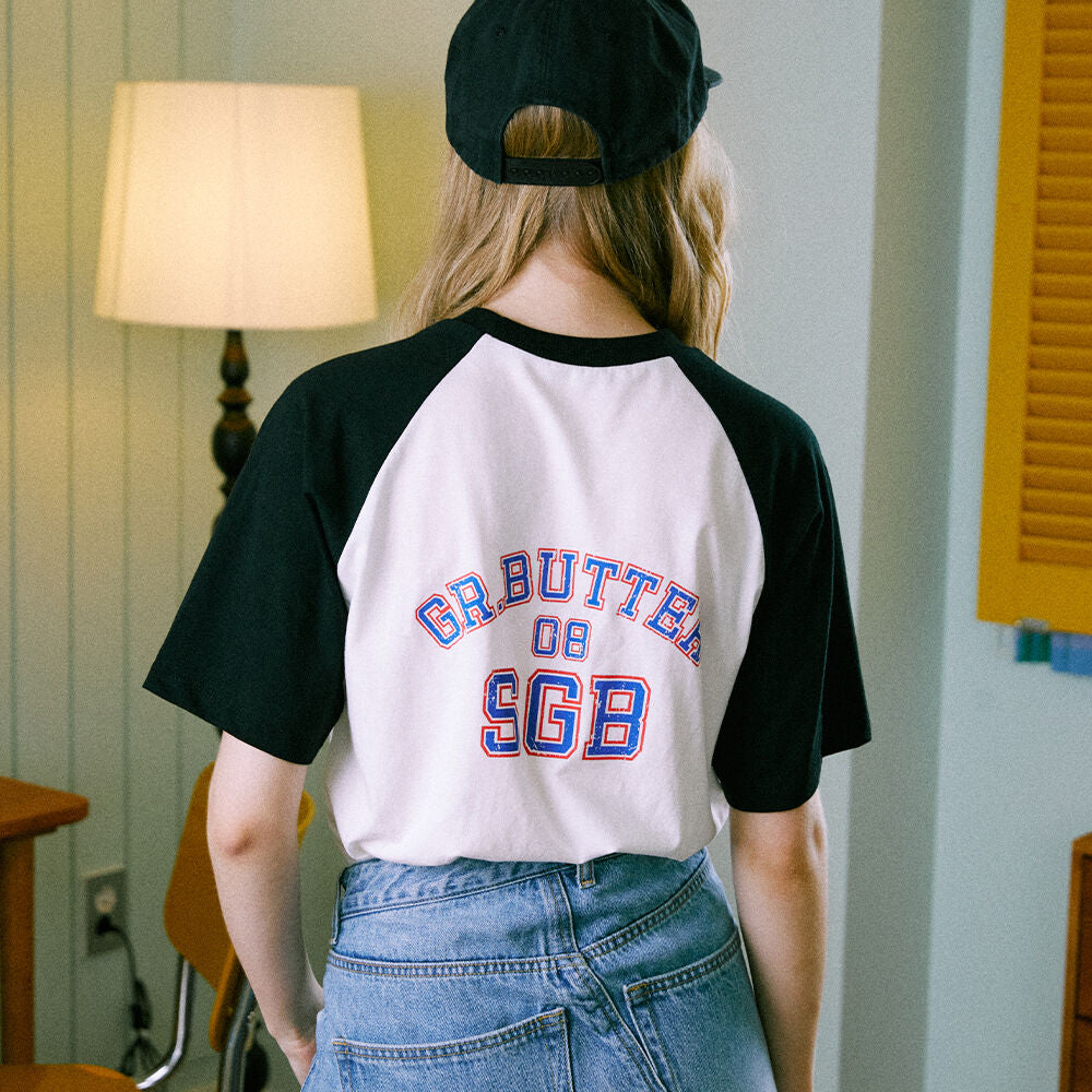 GREENBUTTER 1908's Club Logo Raglan Tee (Black)