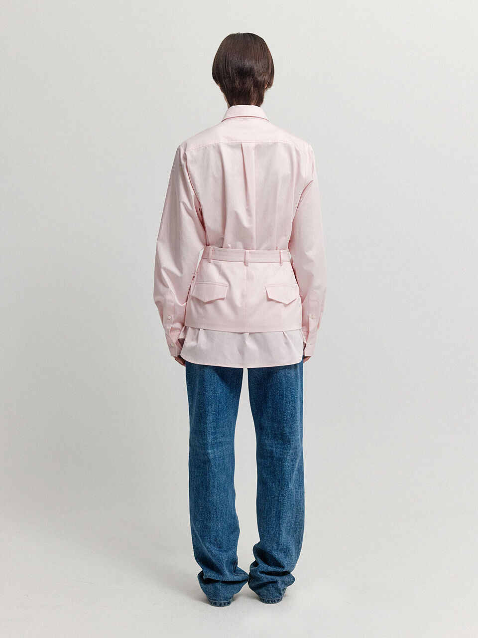 EENK XIRT Oversized Shirt with Skirt Belt - Light Pink