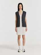 EENK EENK YUTA Lace Textured Knit Vest - Navy/Cream
