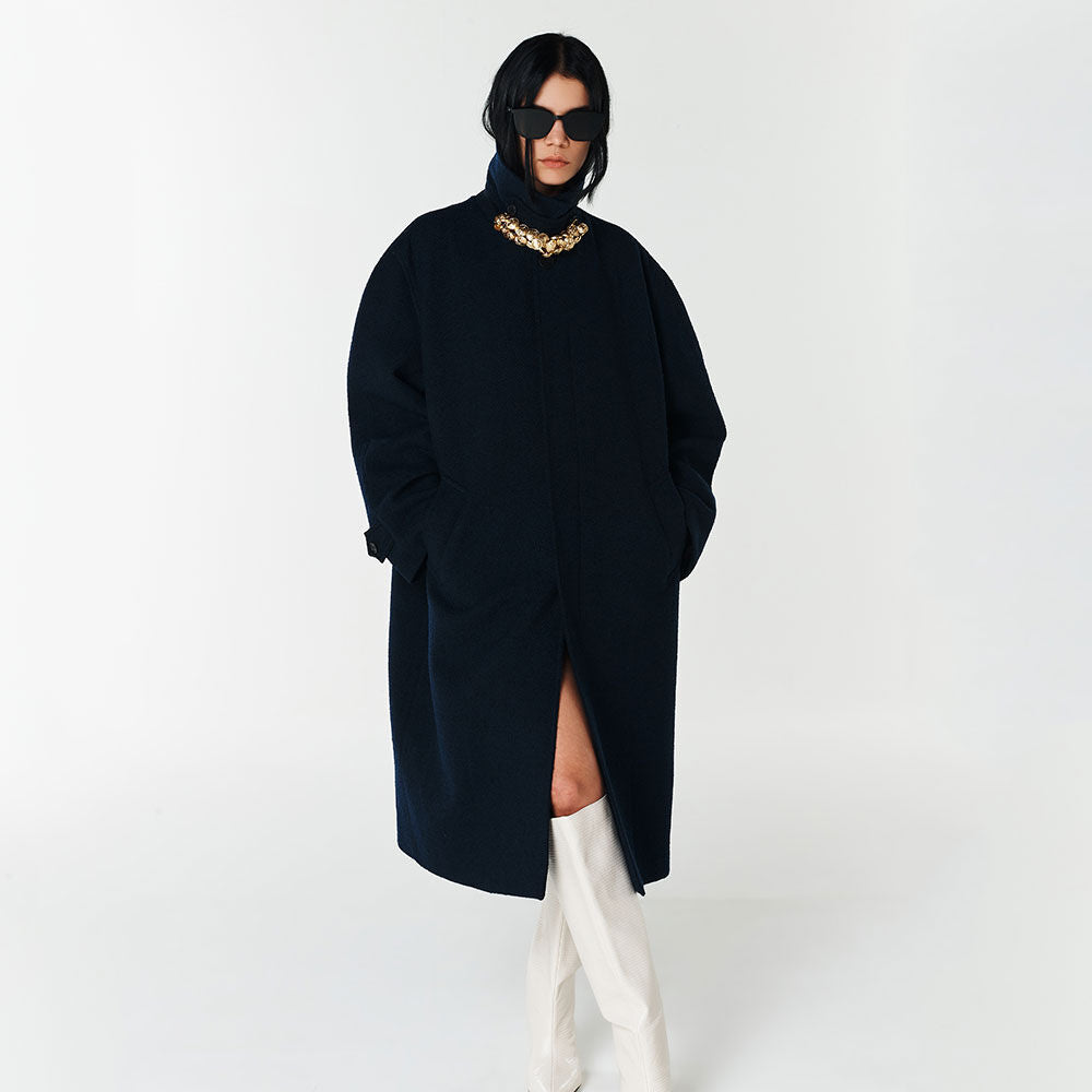 YCH SINGLE-BREASTED COAT DARK NAVY (F23OT017DN)