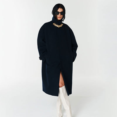 SINGLE-BREASTED COAT DARK NAVY (F23OT017DN)