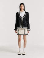 EENK EENK YASE Contrast U-Neck Jacket - Black/Ivory