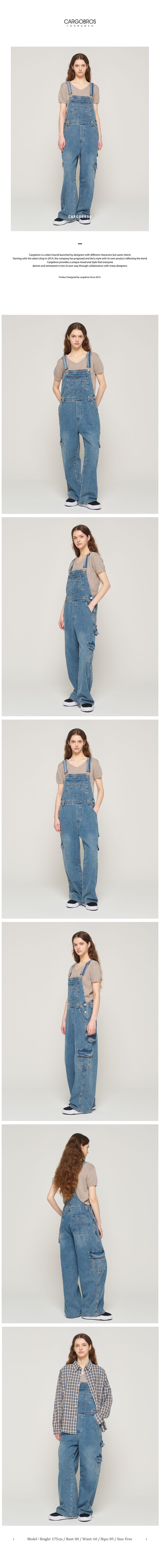 CARGOBROS CARGOBROS Denim Cargo Overall Pants (Medium Blue)
