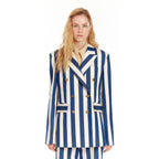 EENK EENK UPTOWN Double-Breasted Blazer - Ivory/Navy Stripe