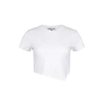 GENERAL IDEA WOMAN Unbalanced Silket Crop Tee [WHITE] / WBD1L01511