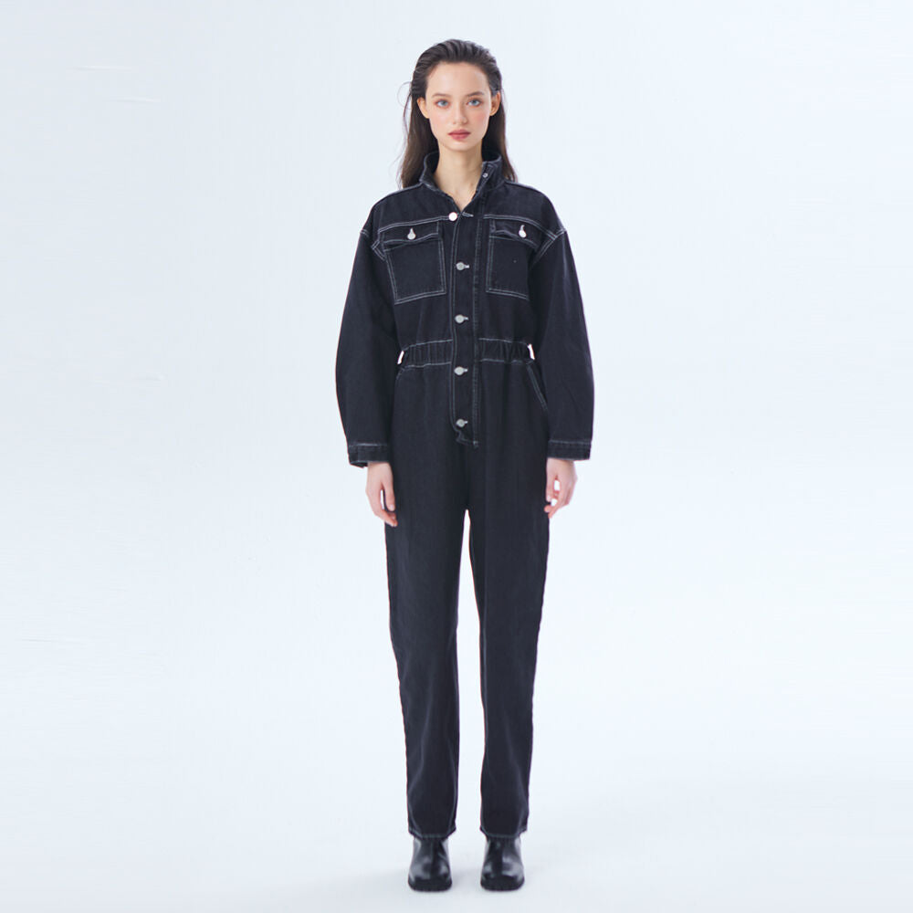 RENNESMIA DENIM JUMPSUIT BLACK