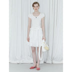 SINOON Round Shirring T-Shirt (White)