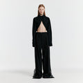 EENK YERI Side-slit Lace-trim Pants - Black