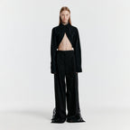 EENK YERI Side-slit Lace-trim Pants - Black