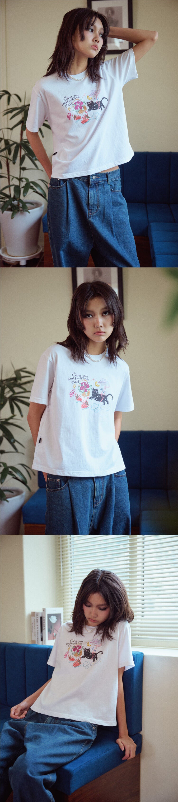 CPGN DTP Doodle Art Crop Short Sleeve T-Shirt White