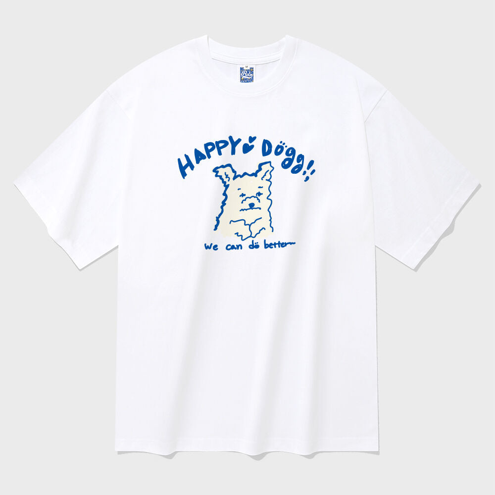 radineo Happy Doggy Short Sleeve T-Shirt White