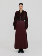 EENK ZOAN Straight Denim Skirt - Burgundy